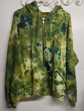 Aviator Nation Size XL Tie-Dye Green Zip-Up Hoodie